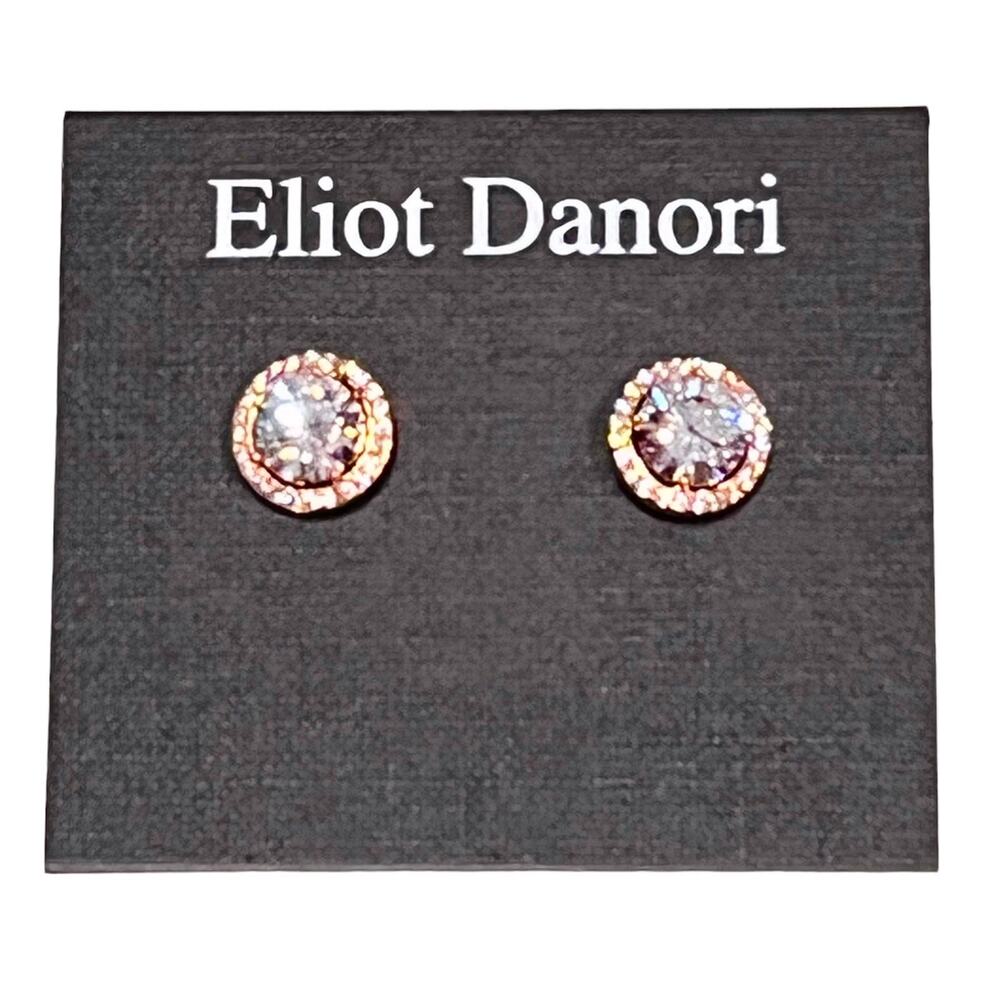 Eliot Danori Rose Gold-Tone Crystal Pavé Round Stud Earrings Macy’s New On Card